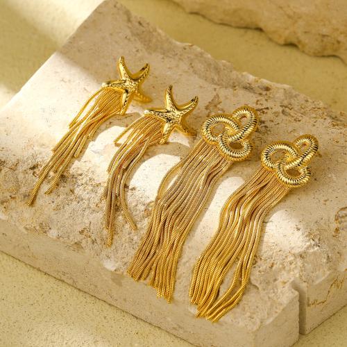 Fashion Fringe Earrings, 304 Stainless Steel, 18K gold plated, fashion jewelry & for woman, golden 