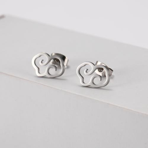 Stainless Steel Stud Earring, 304 Stainless Steel, Cloud, fashion jewelry & for woman, original color, 12.2mm 