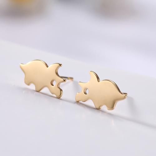 Stainless Steel Stud Earring, 304 Stainless Steel, Rhinoceros, fashion jewelry & for woman 