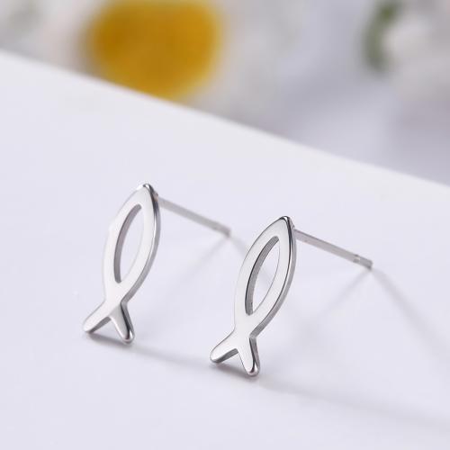 Stainless Steel Stud Earring, 304 Stainless Steel, Fish, fashion jewelry & for woman 