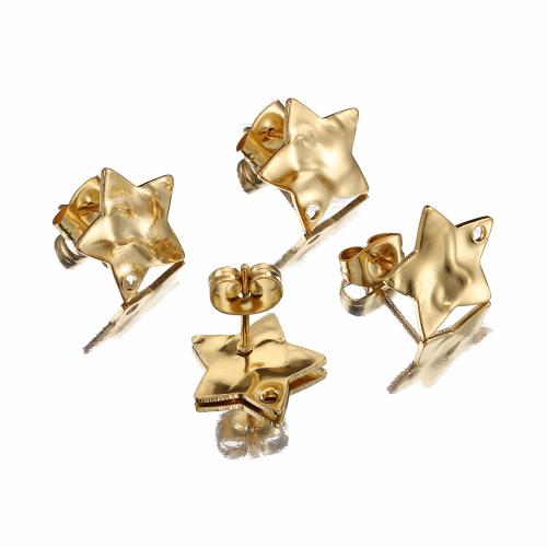 Stainless Steel Earring Stud Component, 304 Stainless Steel, Star, Vacuum Ion Plating, DIY 12.5mm Approx 1.5mm, Approx 