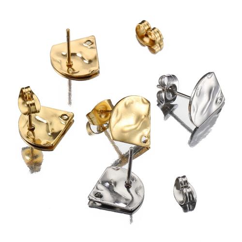 Stainless Steel Earring Stud Component, 304 Stainless Steel, Fan, Vacuum Ion Plating, DIY 12mm Approx 1.5mm, Approx 