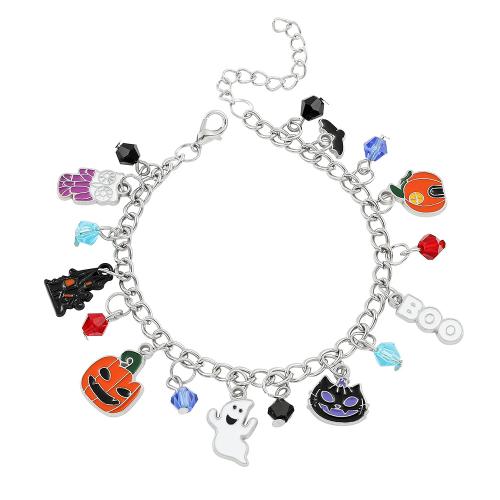 Zinklegierung Armband, mit Kristall, mit Verlängerungskettchen von 5cm, silberfarben plattiert, unisex & Halloween Schmuck & Emaille, Länge:19 cm, verkauft von PC