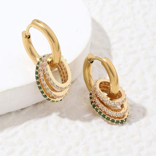 Cubic Zirconia Micro Pave Brass Earring, plated, fashion jewelry & micro pave cubic zirconia 