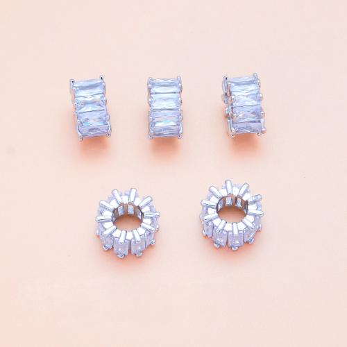 Separadores de Metal, chapado, Bricolaje & micro arcilla de zirconia cúbica, más colores para la opción, 10mm, agujero:aproximado 5mm, Vendido por UD[