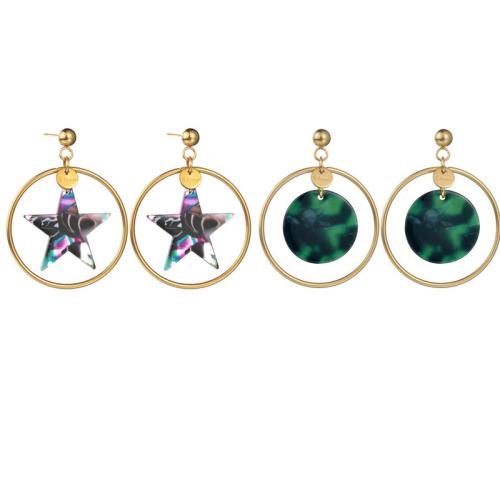 Gemstone Drop Earring, 304 Stainless Steel, with Gemstone, plated & for woman, gold 