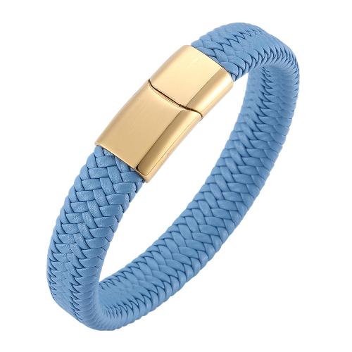 bracelet de cordon en PU , Acier inoxydable 304, avec Microfibre PU, Placage, unisexe & normes différentes pour le choix, plus de couleurs à choisir, Vendu par PC[