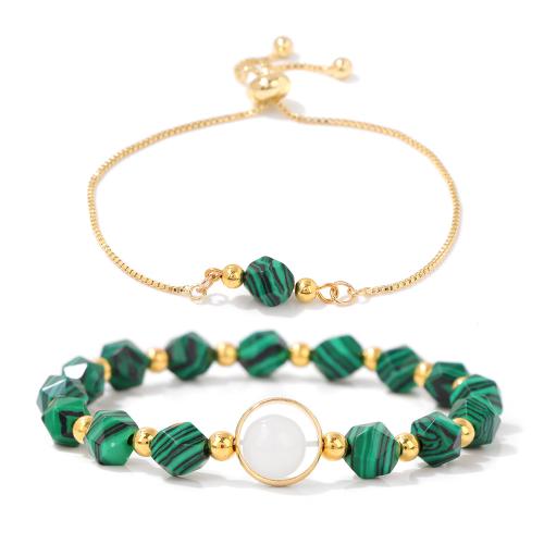 Gemstone Bracelets, Zinc Alloy, with Gemstone, handmade, 2 pieces & Unisex [