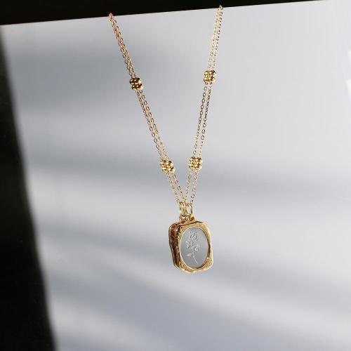 Titanium Steel Jewelry Necklace, for woman, golden Approx 45 cm [