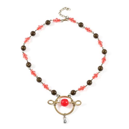 Collier en alliage de Zinc au Crystal, avec cristal & plastique, Placage de couleur d'or, bijoux de mode & pour femme Environ 38 cm, Vendu par PC[