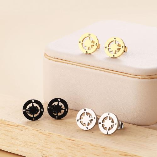 Stainless Steel Stud Earring, 304 Stainless Steel, Compass, Vacuum Ion Plating, fashion jewelry & for woman 