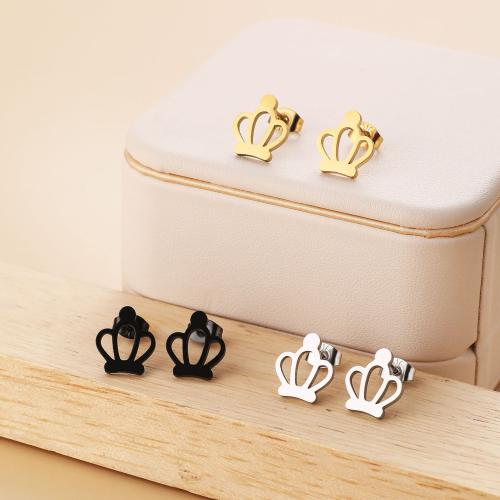 Stainless Steel Stud Earring, 304 Stainless Steel, Crown, Vacuum Ion Plating, fashion jewelry & for woman 