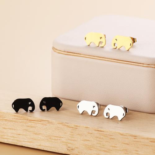 Stainless Steel Stud Earring, 304 Stainless Steel, Elephant, Vacuum Ion Plating, fashion jewelry & for woman 