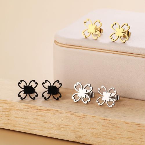 Stainless Steel Stud Earring, 304 Stainless Steel, Flower, Vacuum Ion Plating, fashion jewelry & for woman 