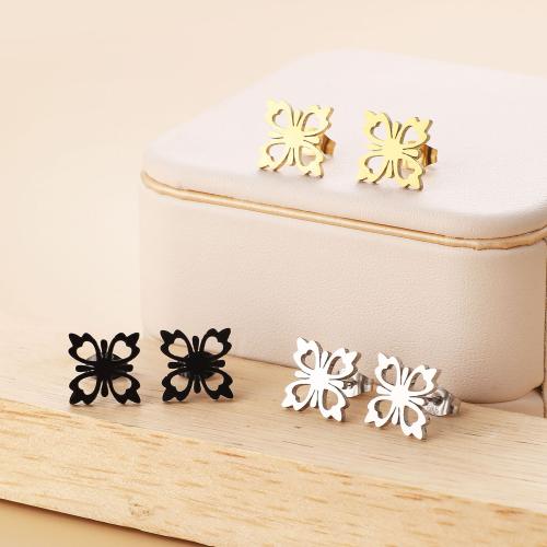 Stainless Steel Stud Earring, 304 Stainless Steel, Flower, Vacuum Ion Plating, fashion jewelry & for woman 