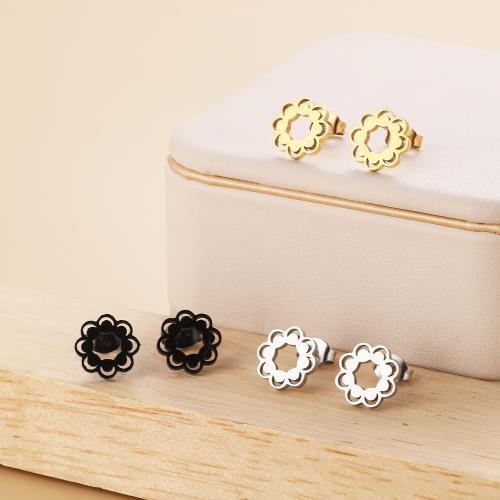 Stainless Steel Stud Earring, 304 Stainless Steel, Flower, Vacuum Ion Plating, fashion jewelry & for woman 