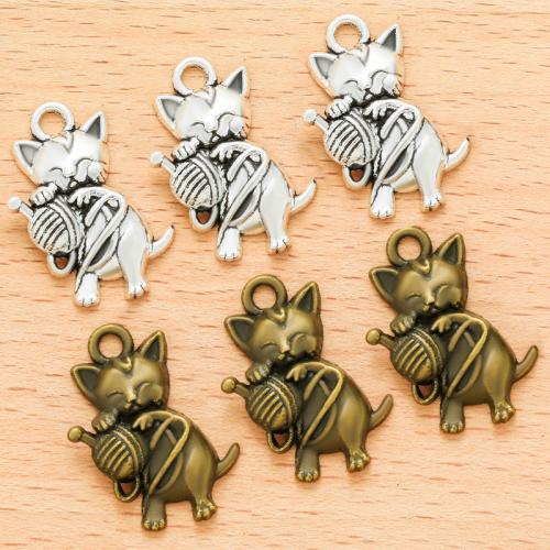 Zinc Alloy Animal Pendants, Cat, plated, DIY 