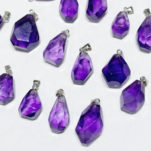 Natural Quartz Pendants, Amethyst, random style & DIY, About 10-20mm in length 