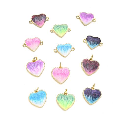 Brass Heart Pendants, with Opal, plated, DIY 