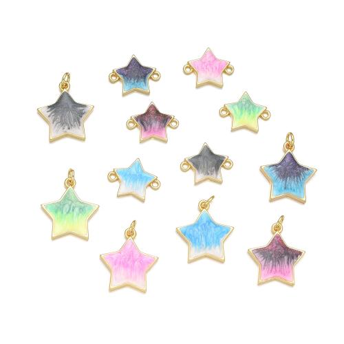 Gemstone Brass Pendants, with Opal, Star, plated, DIY 