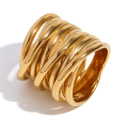 Edelstahl Fingerring, 304 Edelstahl, 18K vergoldet, Modeschmuck & verschiedene Größen vorhanden & für Frau, goldfarben, verkauft von PC