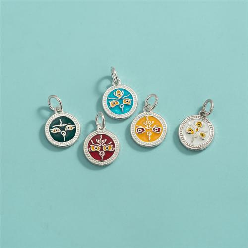 Sterling Silver Pendants, 925 Sterling Silver, random style & mixed pattern & DIY, mixed colors, 11.3mm, Approx 