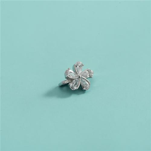 Sterling Silver Spacer Beads, 925 Sterling Silver, Flower, DIY & micro pave cubic zirconia & double-hole Approx 1.2mm 