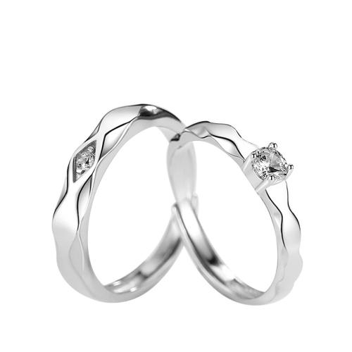 Zircon pavent argent sterling Bague, Argent sterling 925, bijoux de mode & unisexe & pavé de micro zircon, Ring number - Male ring :8-25#;  Female ring :6-20#, Vendu par paire