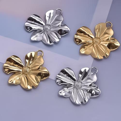 Stainless Steel Flower Pendant, 304 Stainless Steel, plated, DIY 