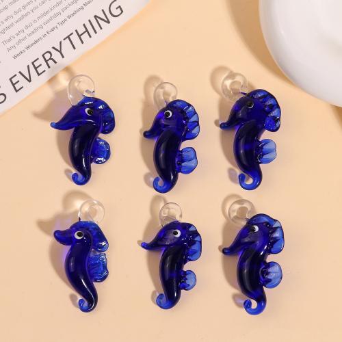 Pendentifs de Murano animaux , chalumeau, hippocampe, DIY, couleur bleu foncé Vendu par PC[