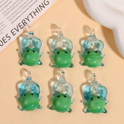 Animal Lampwork Pendants, Crab, DIY, green [