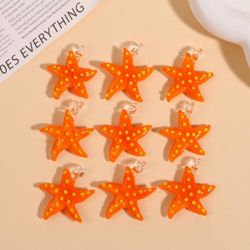 Animal Lampwork Pendants, Starfish, DIY, orange [