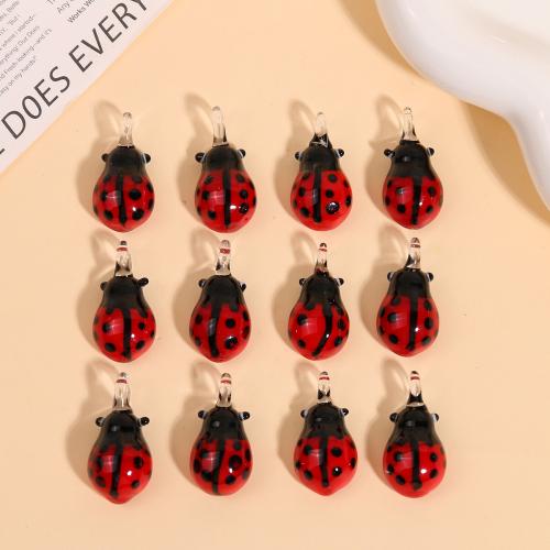 Animal Lampwork Pendants, Ladybug, DIY, red [