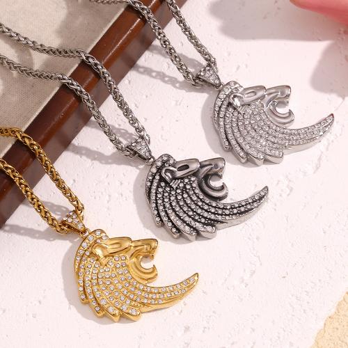 Stainless Steel Jewelry Necklace, 304 Stainless Steel, with 5cm extender chain, fashion jewelry & for man & with rhinestone Approx 60 cm 