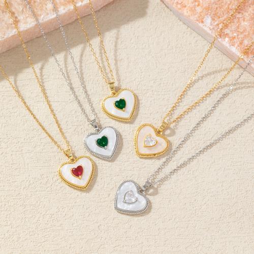 Rhinestone Brass Necklace, with Acrylic, with 6cm extender chain, Heart, fashion jewelry & for woman & with rhinestone Approx 40 cm 