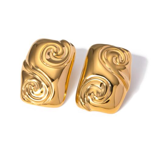 Stainless Steel Stud Earring, 304 Stainless Steel, 18K gold plated, fashion jewelry & for woman, golden 