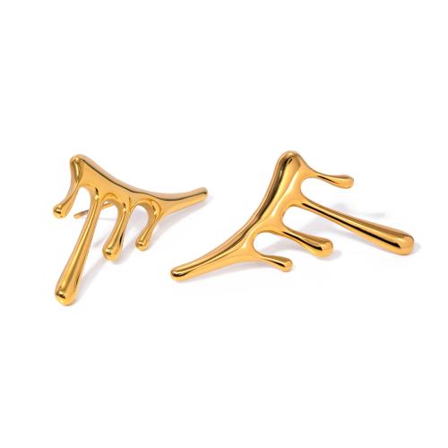 Stainless Steel Stud Earring, 304 Stainless Steel, 18K gold plated, fashion jewelry & for woman, golden 