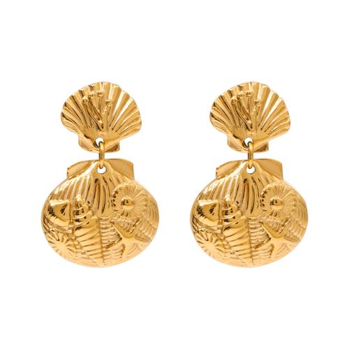 Stainless Steel Drop Earring, 304 Stainless Steel, 18K gold plated, fashion jewelry & for woman, golden 