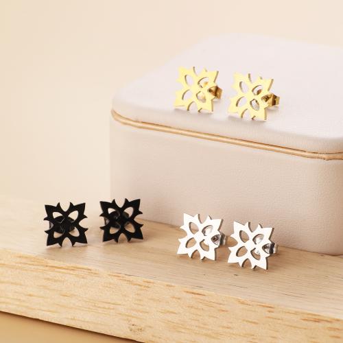 Stainless Steel Stud Earring, 304 Stainless Steel, Flower, Vacuum Ion Plating, fashion jewelry & for woman 