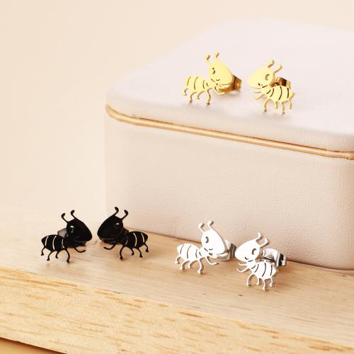 Stainless Steel Stud Earring, 304 Stainless Steel, Ant shape, Vacuum Ion Plating, fashion jewelry & for woman 