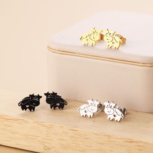 Stainless Steel Stud Earring, 304 Stainless Steel, Cow, Vacuum Ion Plating, fashion jewelry & for woman 