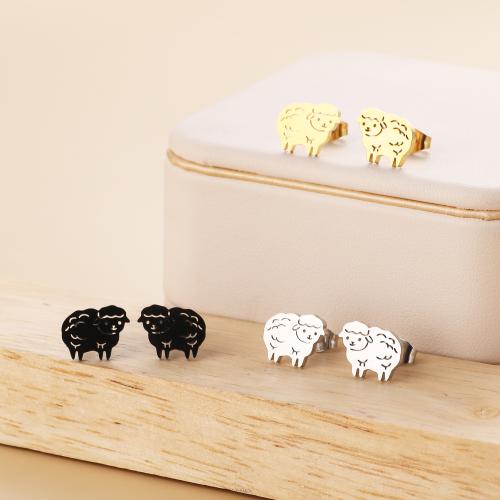 Stainless Steel Stud Earring, 304 Stainless Steel, Sheep, Vacuum Ion Plating, fashion jewelry & for woman 