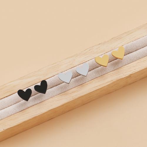 Stainless Steel Stud Earring, 304 Stainless Steel, Heart, Vacuum Ion Plating, fashion jewelry & for woman 