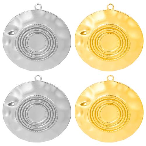 Stainless Steel Pendants, 304 Stainless Steel, Flat Round, Vacuum Ion Plating, DIY Inner Approx 8mm 