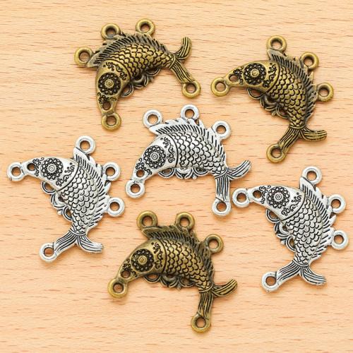 Animal Zinc Alloy Connector, Fish, plated, DIY & 2/3 loops 