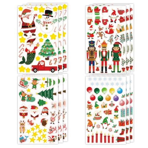 Kleber +Aufkleber Aufkleber Papier, Drucken, Weihnachts-Design & gemischtes Muster, 200x120mm, 4PCs/Tasche, verkauft von Tasche