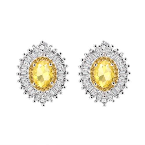 Cubic Zirconia Micro Pave Brass Earring, plated, micro pave cubic zirconia & for woman 