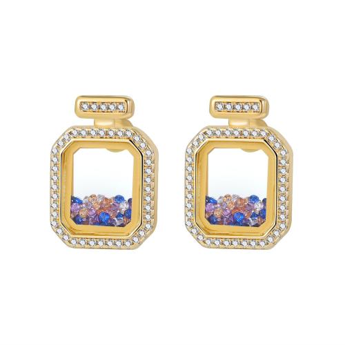 Cubic Zirconia Micro Pave Brass Earring, with Glass, plated, micro pave cubic zirconia & for woman 