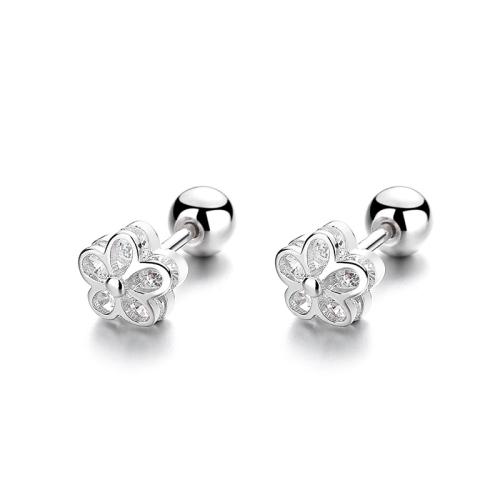 Plata de ley 925 Arito, Flor, micro arcilla de zirconia cúbica & para mujer, más colores para la opción, 5.9mm, Vendido por Par