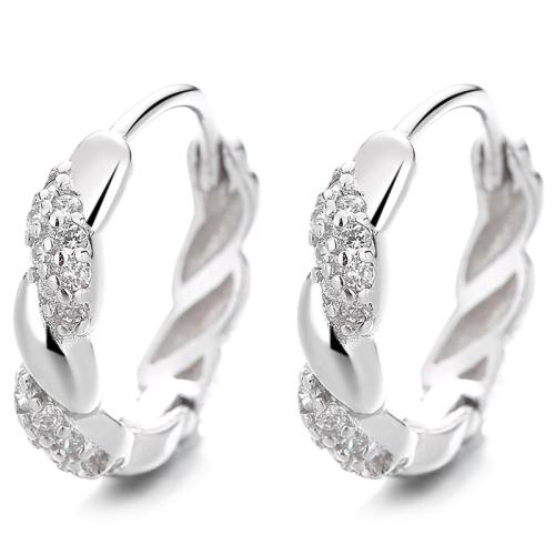 Argent sterling 925 Huggie Anneau d'oreille, pavé de micro zircon & pour femme, plus de couleurs à choisir Vendu par paire